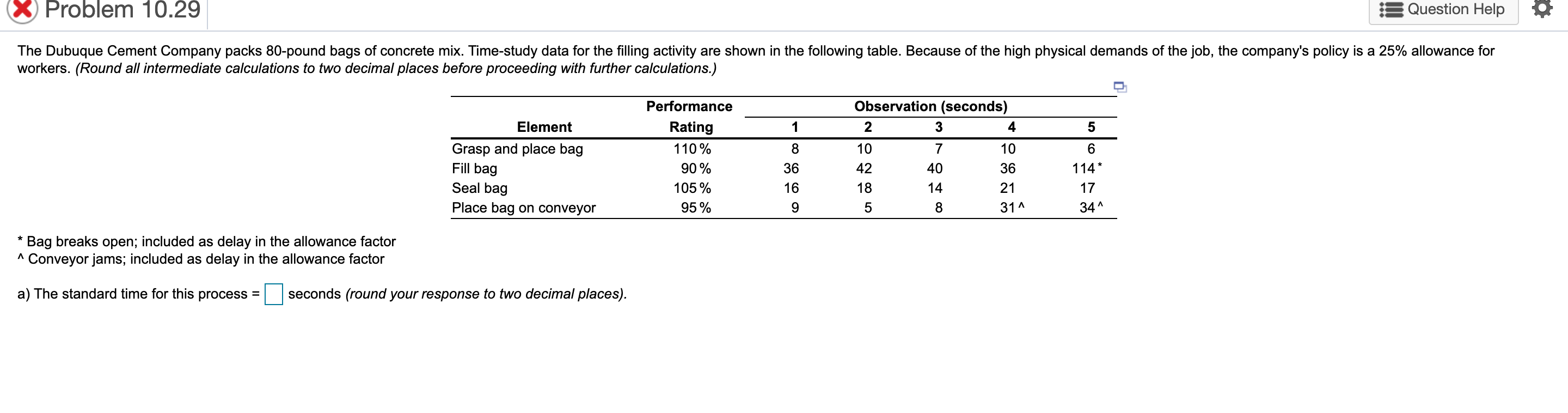 X Problem 10.29 Question Help The Dubuque Cement