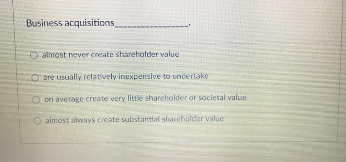 Business acquisitions almost never create