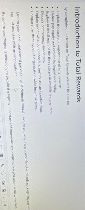 Introduction to Total Rewards By completing this