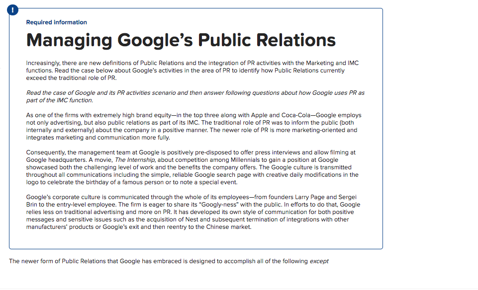 Required information Managing Google's Public