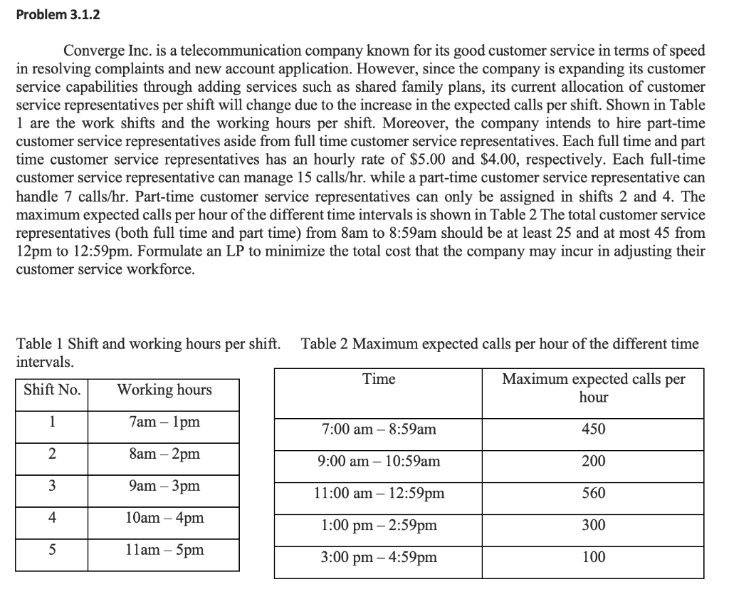 Problem 3.1.2 Converge Inc. is a