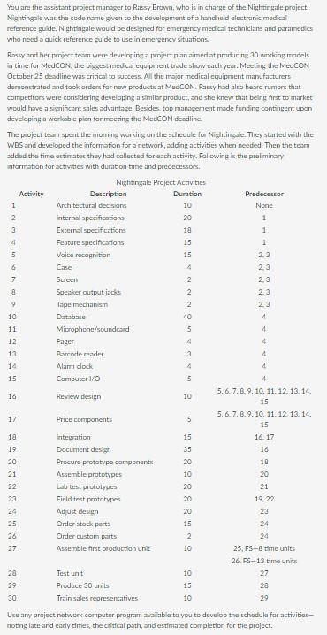 You are the assistant project manager to Rassy