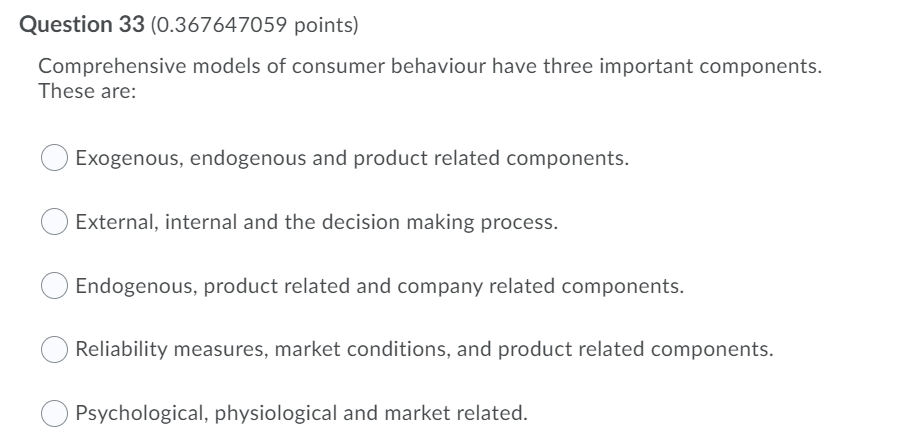 Question 33 (0.367647059 points) Comprehensive