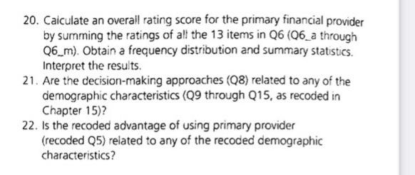 i need help on part 5 #16 20 21 22 Part 5 16.