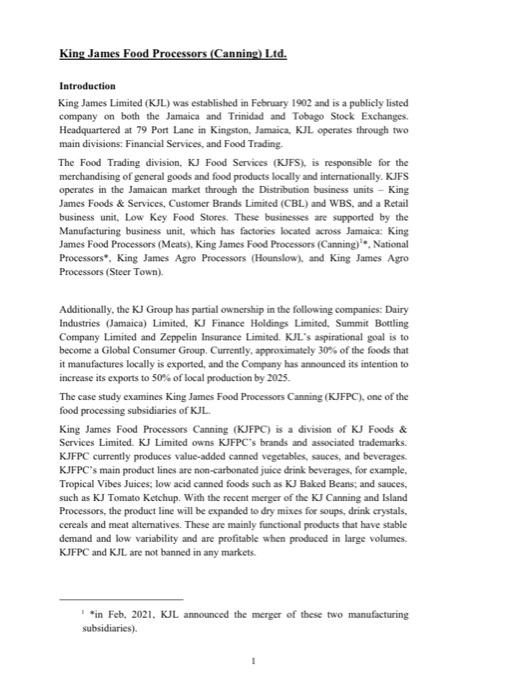 King James Food Processors (Canning) L.td.