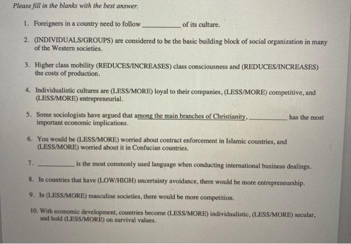 this is for my international business course.