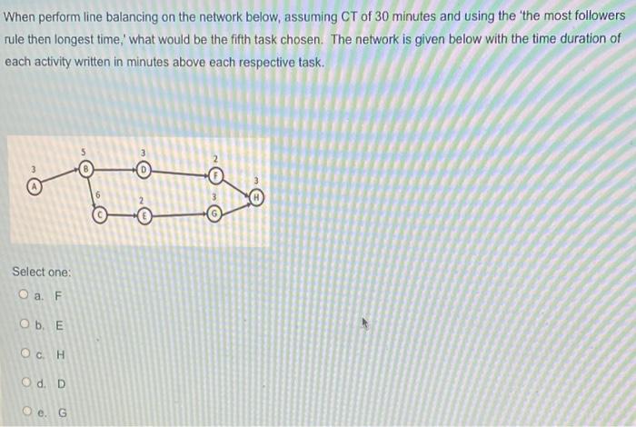 15) When perform line balancing on the network