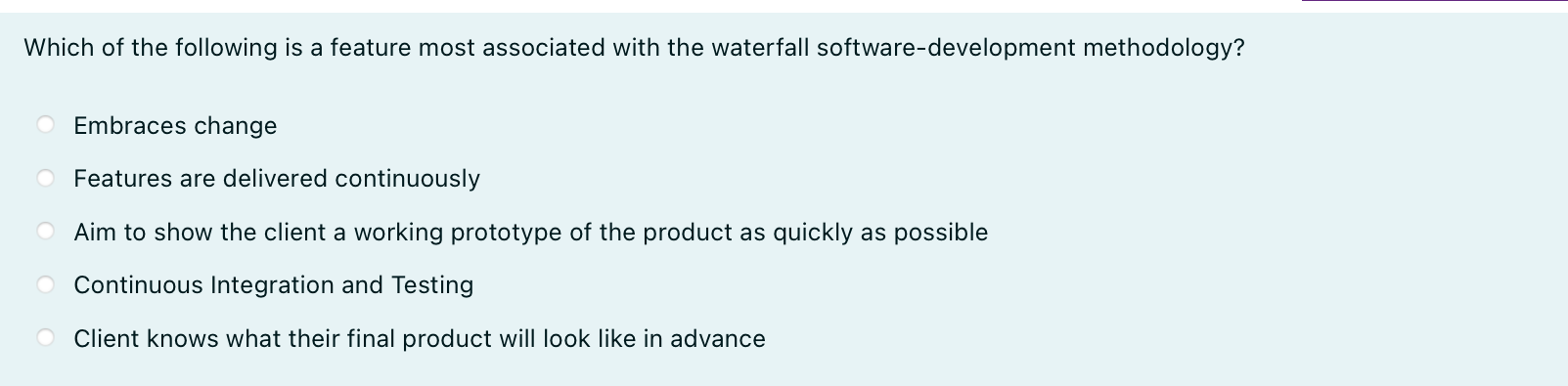 Which of the following is a feature most