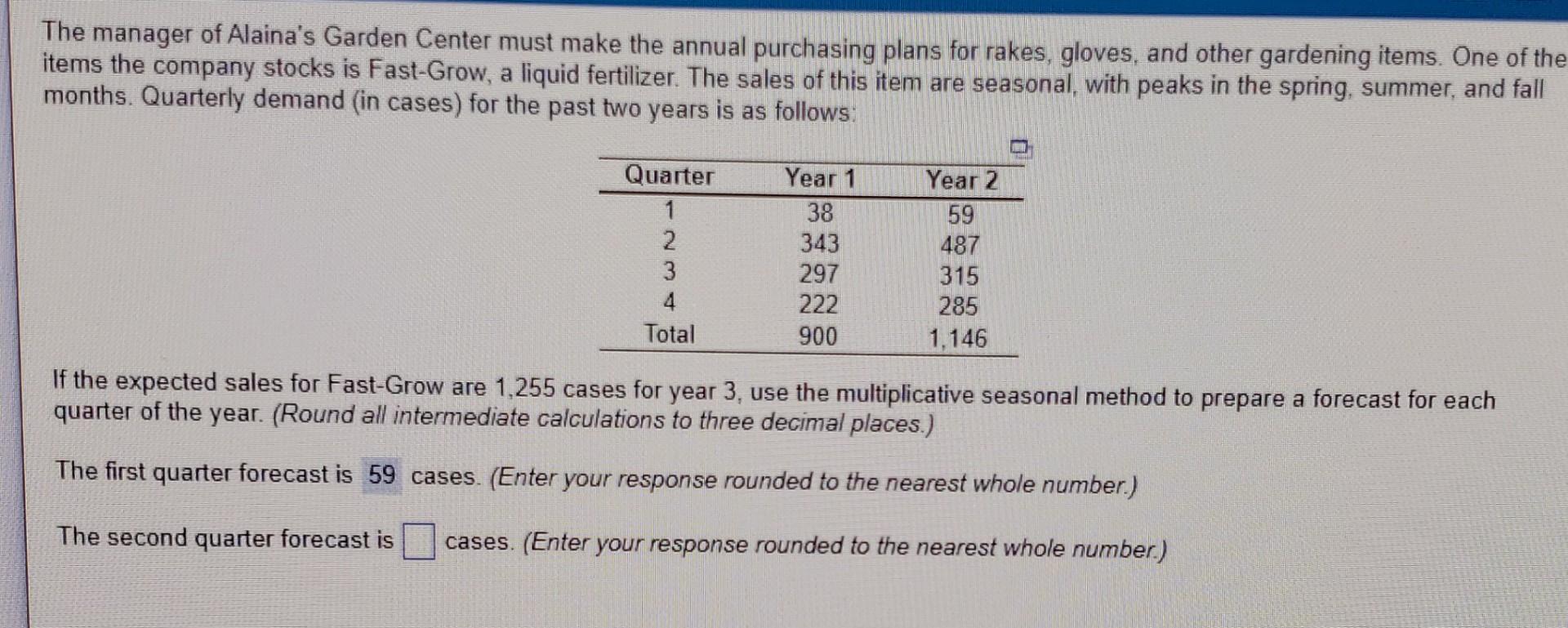 please help The manager of Alaina's Garden Center