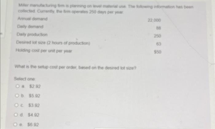 What is the setug cost per arder, besied on the
