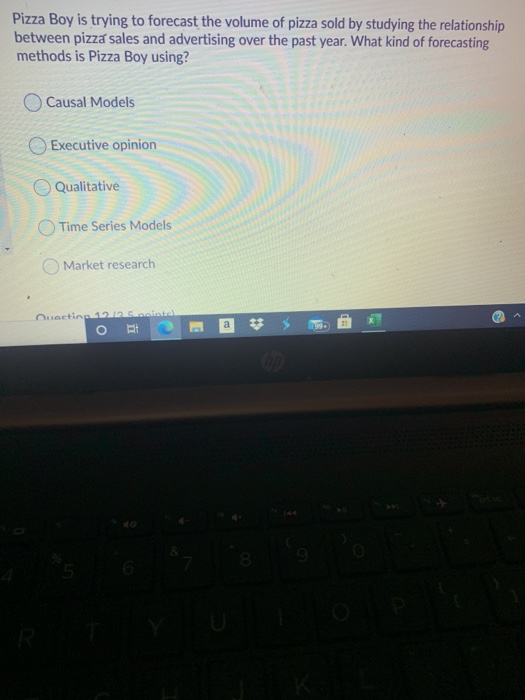 Pizza Boy is trying to forecast the volume of