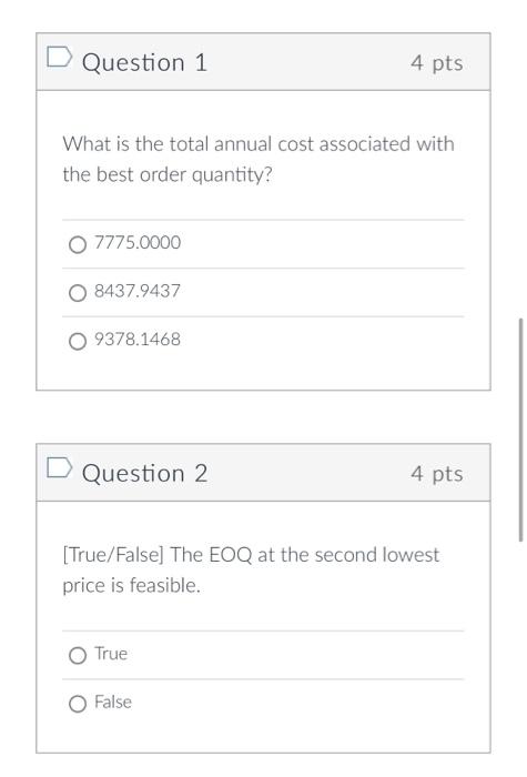 Qz 14 Alex wants to determine the best order