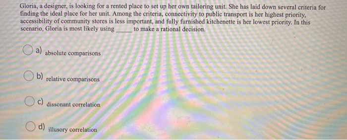 Gloria, a designer, is looking for a rented place