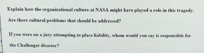 please answer based on Space Shuttle Challenger