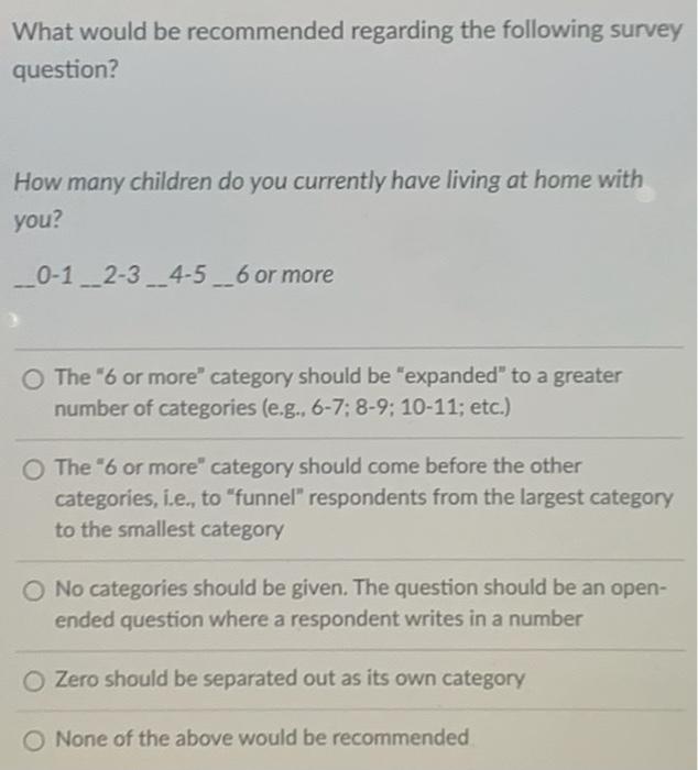 What would be recommended regarding the following