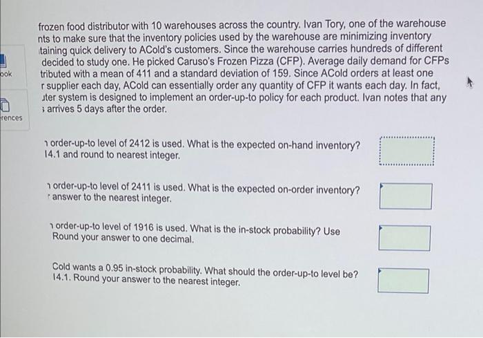 frozen food distributor with 10 warehouses across