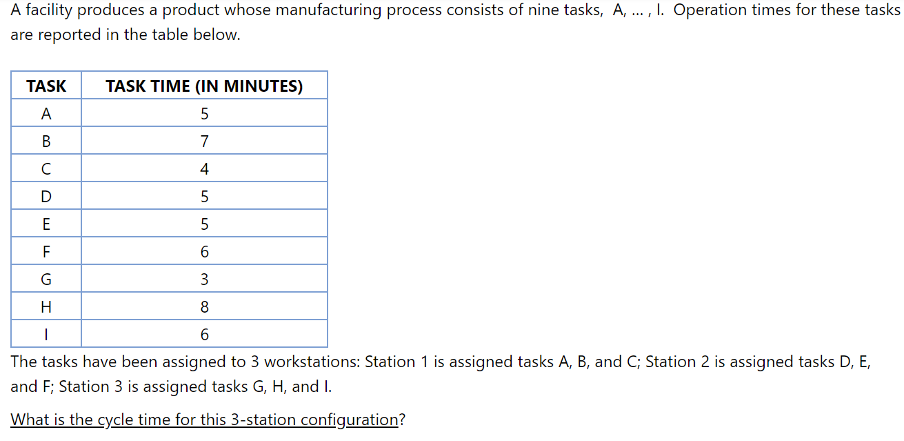 Also compute the efficiency of this 3 station