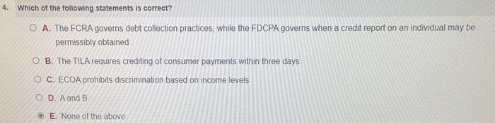 A. The FCRA governs debt collection practices,