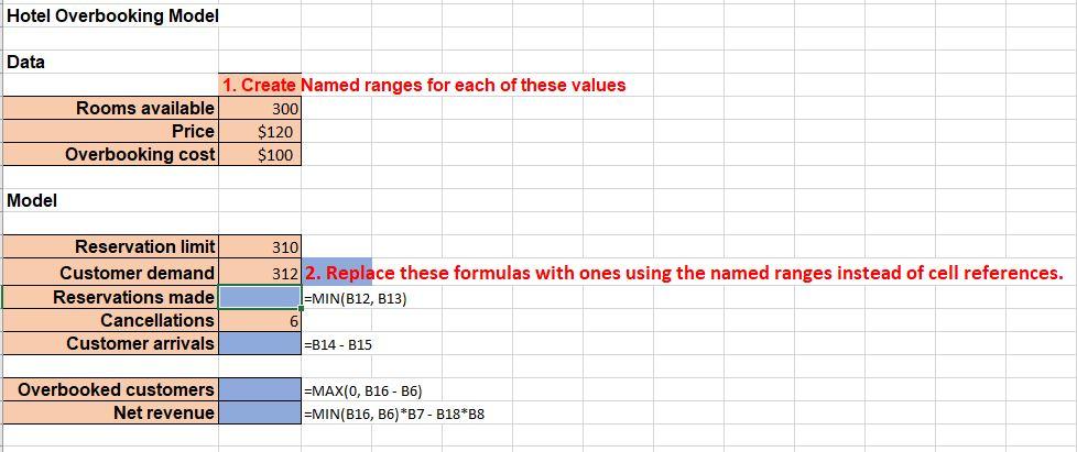 13. Define range names for all the entities in