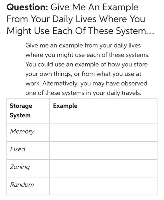 Question: Give Me An Example From Your Daily