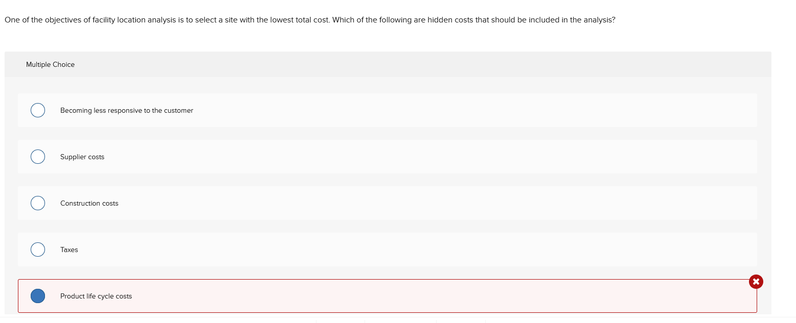 One of the objectives of facility location