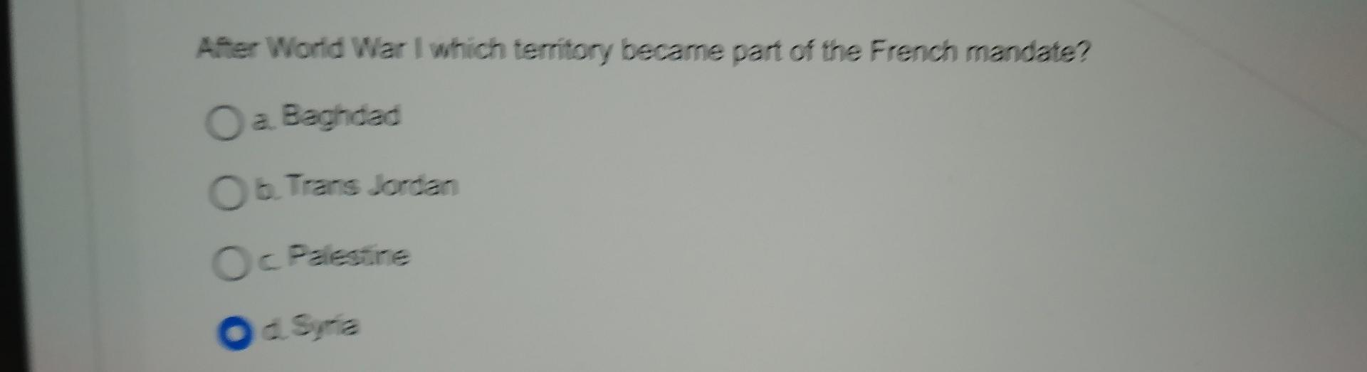 Afer World War I which territory became part of