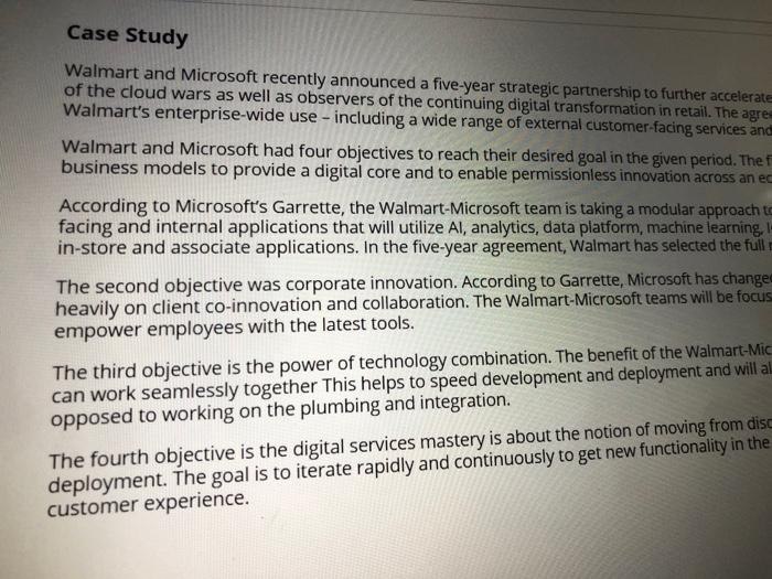 Case Study Walmart and Microsoft recently