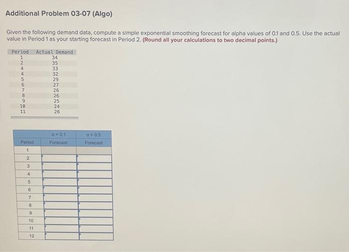 Additional Problem 03-07 (Algo) Given the
