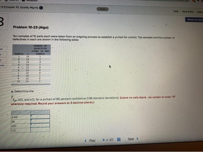 wordaress - 9 (Chapter 10: Quality Mgmt) Help