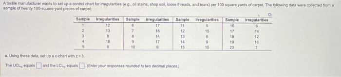 a. Using these data, set up a o-chart with z=3.