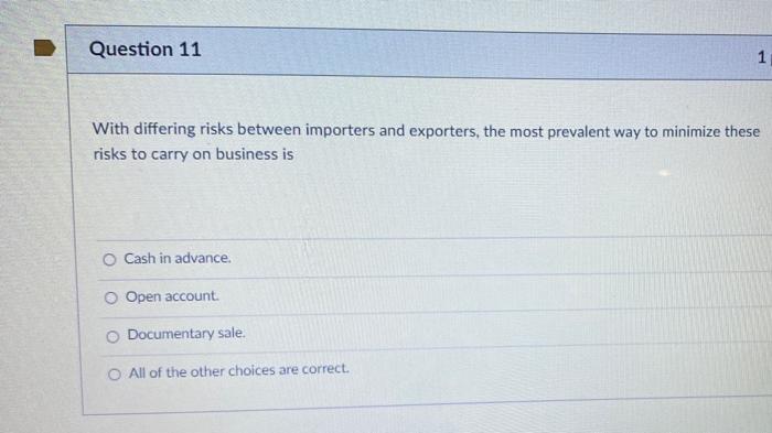 Question 11 1 With differing risks between