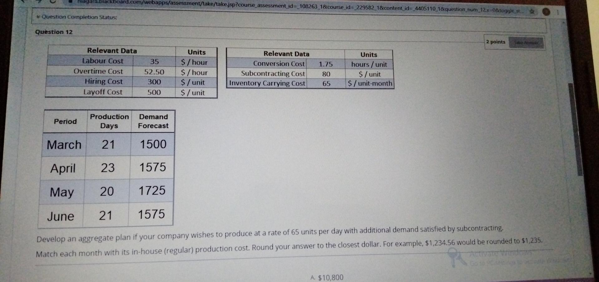 March , April, may, June A. $ 10,800 B. $ 83,606