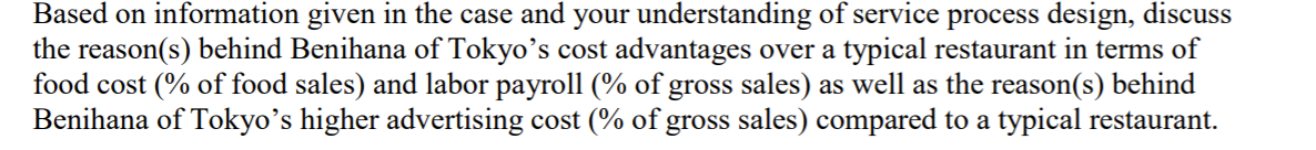 Based on information given in the case and your