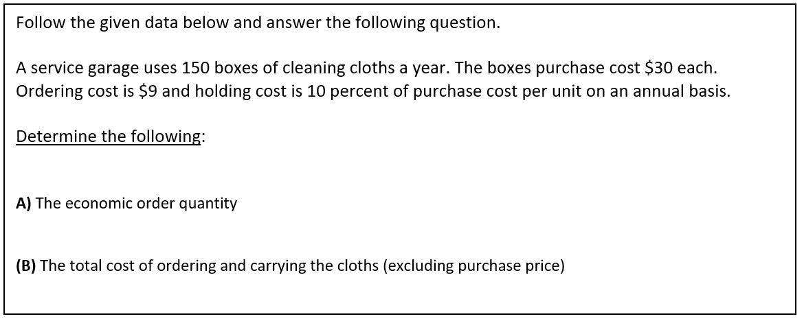 Follow the given data below and answer the