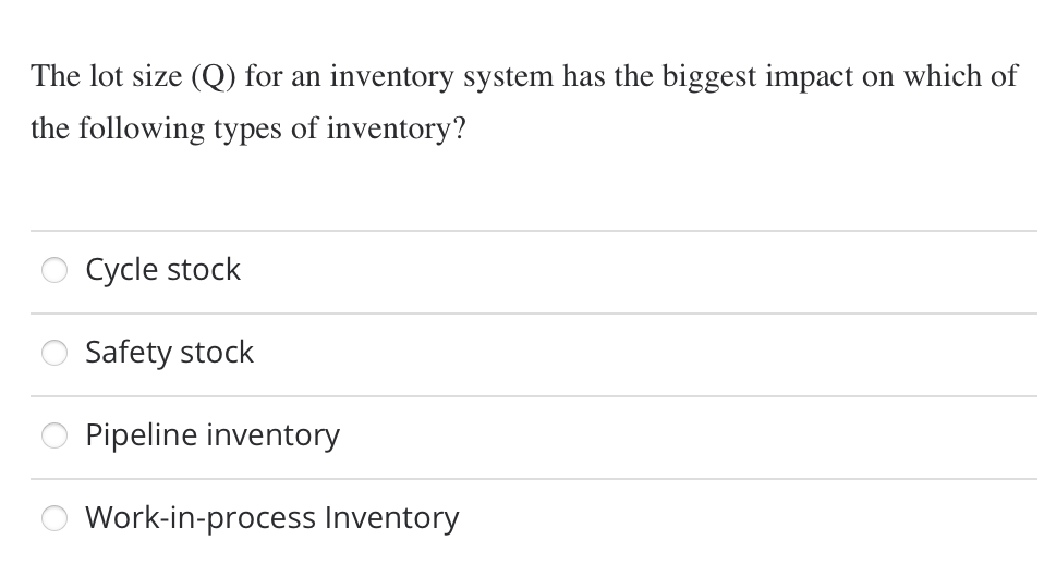 PLEASE ANSWER ALL THREE QUESTIONS! The lot size
