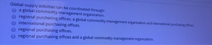 Global supply activities can be coordinated