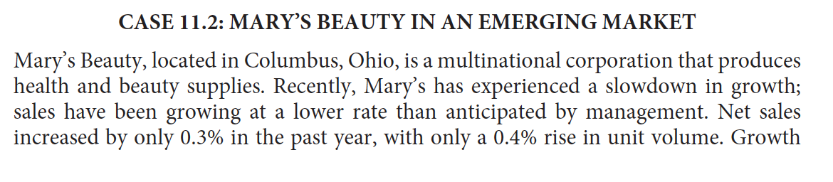 CASE 11.2: MARY'S BEAUTY IN AN EMERGING MARKET