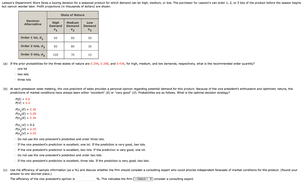(a) If the prior probabilities for the three