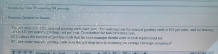 Question Completion Sale The tit shop sells 1600