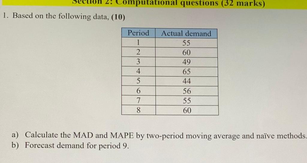 mputational questions (32 marks) 1. Based on the