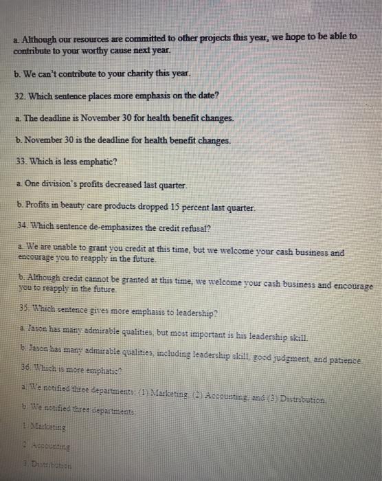 Instructions: For each of the following