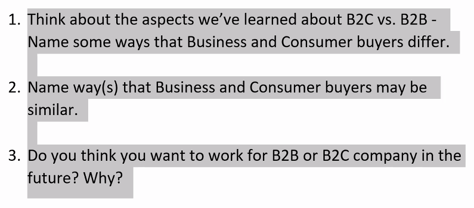 1. Think about the aspects we've learned about