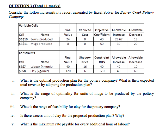 please help me to answer QUESTION 3 (Total 11
