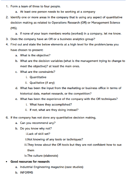 1. Form a team of three to four people. a. At