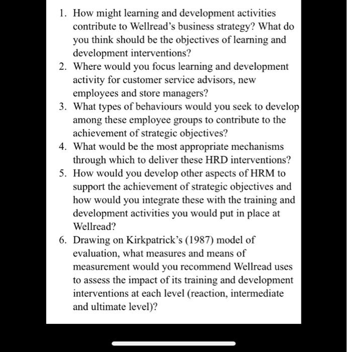 1. How might learning and development activities