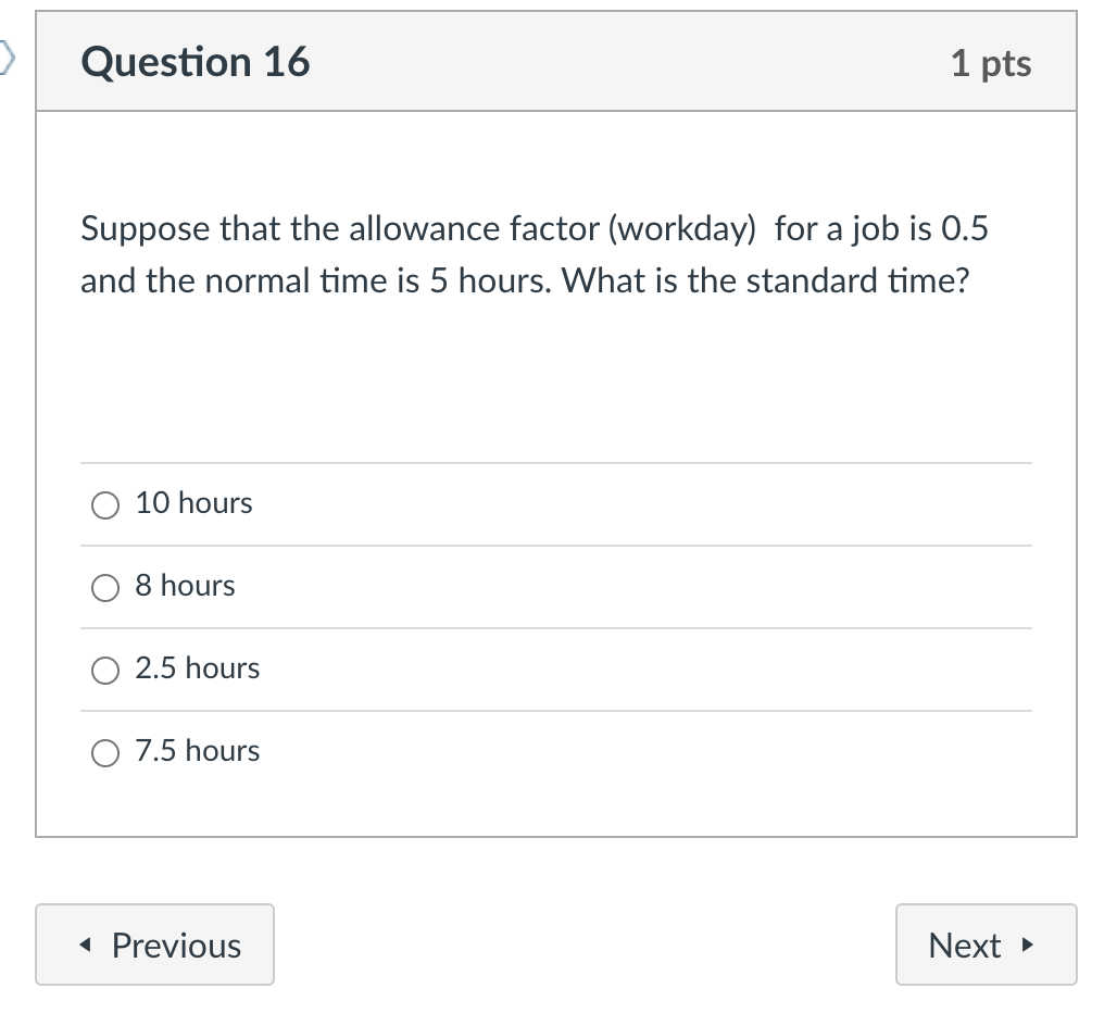 Suppose that the allowance factor (workday) for a