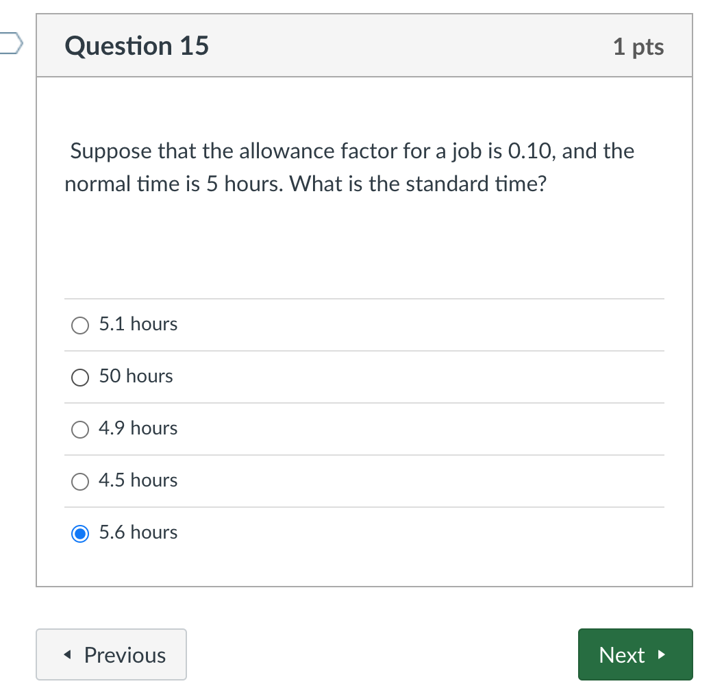 Suppose that the allowance factor (workday) for a