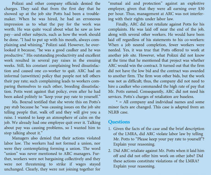 Why did ARC fire Mr. Potts? Does Mr. Potts have