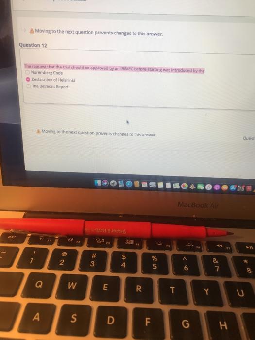 Moving to the next question prevents changes to