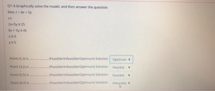 Q1-4.Graphically solve the model, and then answer